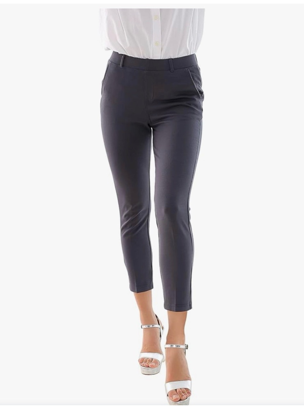 NEW Women's Cropped Slim Ponte Pants in Charcoal Gray